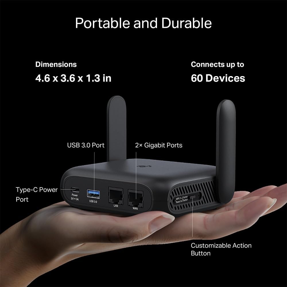 TP-Link Roam 6 AX1500 Portable Wi-Fi 6 Travel Router Dual-Band | Easy Public WiFi Sharing | Hotel/RV/Travel Approved | Phone WiFi Tether | USB C 3.0 | Multi-Mode | OpenVPN, WireGuard® | TL-WR1512X - Image 4
