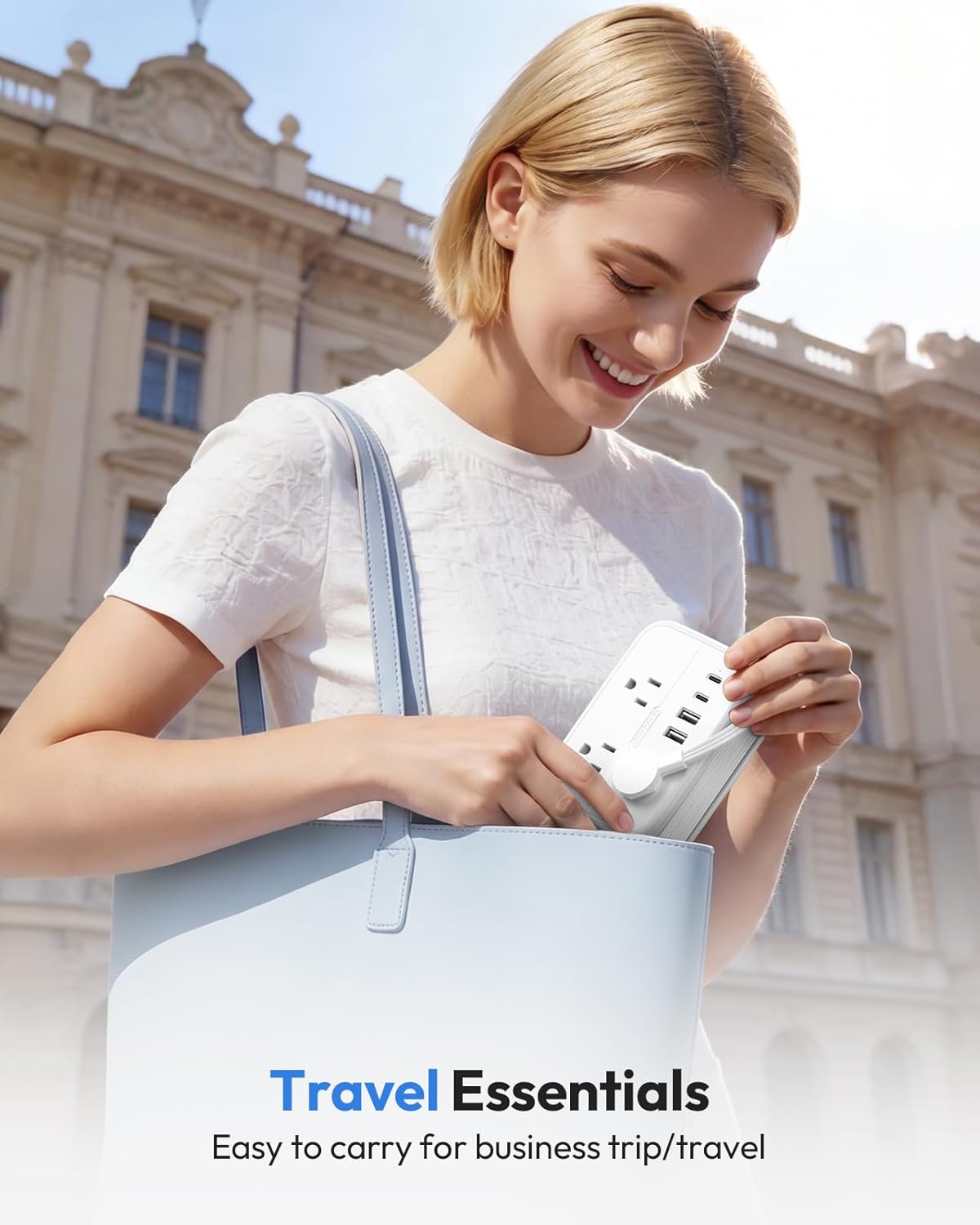 NTONPOWER 10 in 1 Travel Power Strip, 6 Outlets 4 USB Ports(2 USB C), 4ft Extension Cord Wrapped Around Small Power Strip, Compact for Travel, Hotel, Cruise Approved, White - Image 3