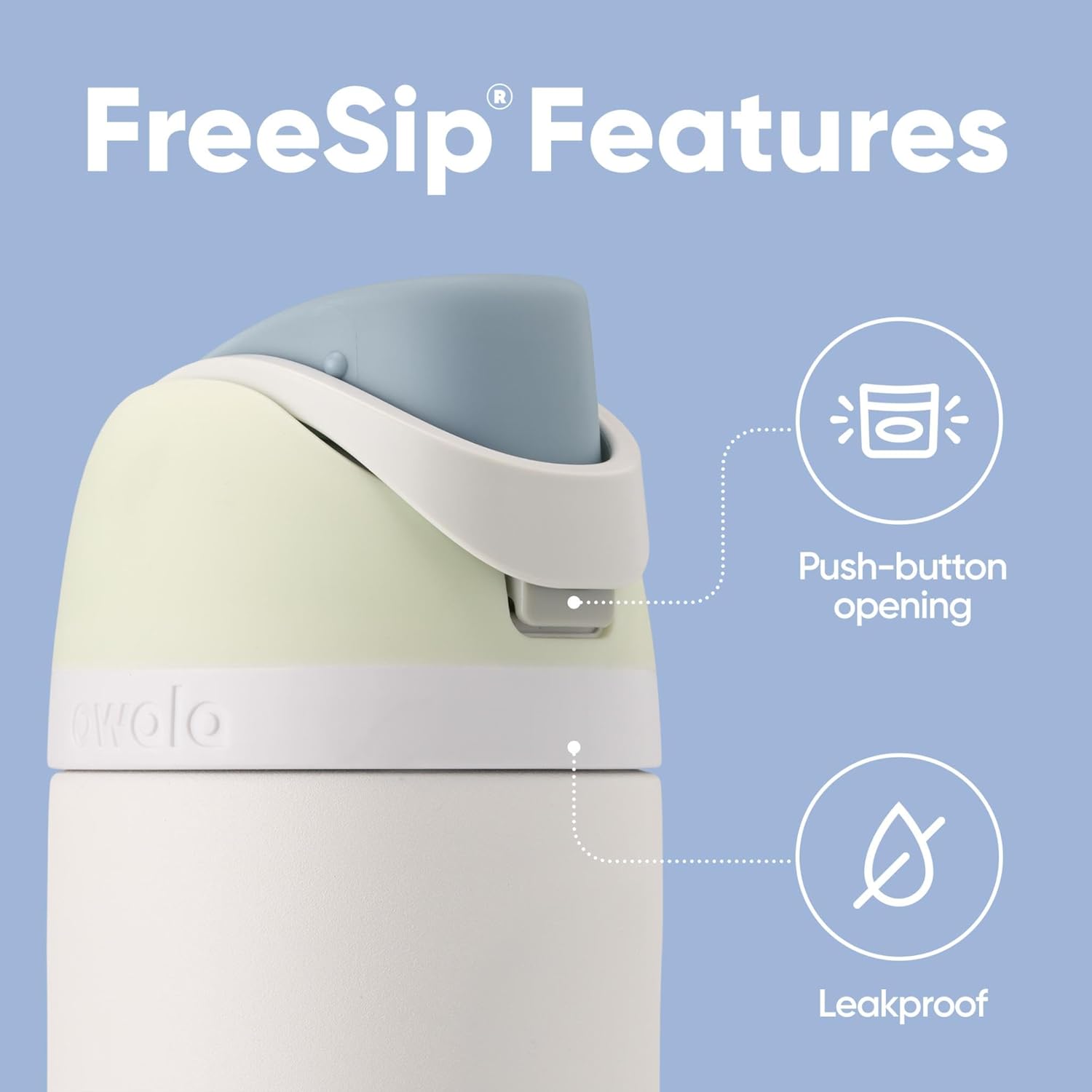 Owala FreeSip Insulated Stainless Steel Water Bottle with Straw for Sports and Travel, BPA-Free, 24oz, Iced Breeze - Image 2