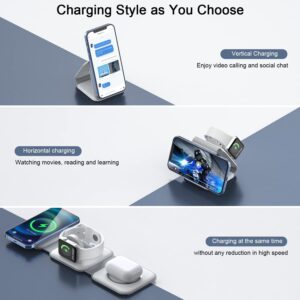 Wireless Charger 3 in 1,RTOPS Magnetic Traval Wireless Charging Station Multiple Devices,GaN 3 in 1 Charging Station,Compatible iphone17/16/15/14/13/Pro/Max,iWatch,AirPods4/3/2/Pro(Adapter Includes)