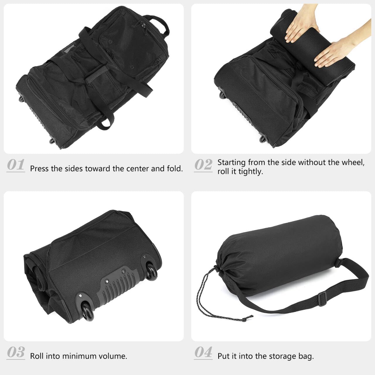 Large Foldable Duffle Bag with Wheels 85-100L Expandable Wheeled Travel Rolling Duffel Bag for Men Women, 30" Extra Large Collapsible Soft Luggage with Wet Pocket for Camping, XL Black - Image 5