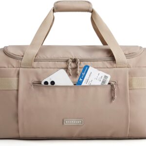 BAGSMART Travel Duffel Bags with Dividers, 32L Gym Duffle Bag with Laptop Compartment, Carry On Weekender Overnight Bag, Shoe Bag, PVC Wet Pocket, Brown