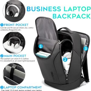 BANGE Business Smart Backpack Waterproof fit 15.6 Inch Laptop Backpack with USB Charging Port,Travel Durable Backpack, Black（no Usb）, L, Travel Backpacks