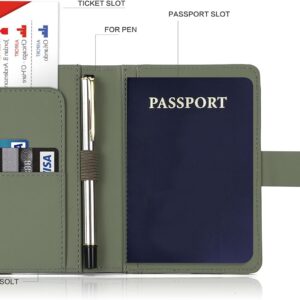 Melsbrinna Premium Leather Passport Holder Covers Case, Waterproof Rfid Blocking Travel Wallet Passport Holder with Pen Holder, Cute Passport Book for Women/Men