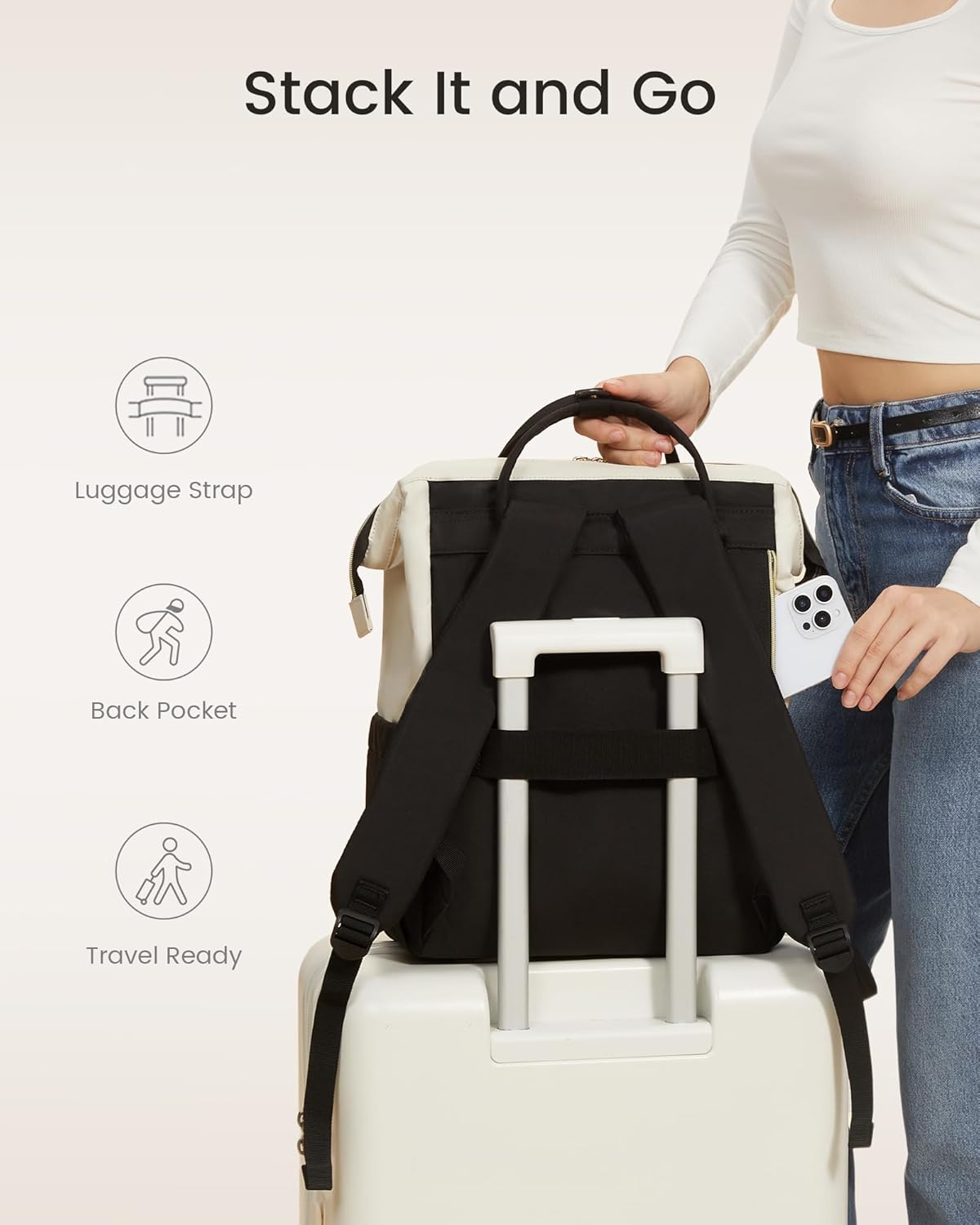 LOVEVOOK Laptop Backpack for Women, 15.6 Inch Work Business Backpacks Purse With Large Capacity, Waterproof Nurse Bag College Bookbag for School, Waterproof Casual Daypack for Travel - Image 8