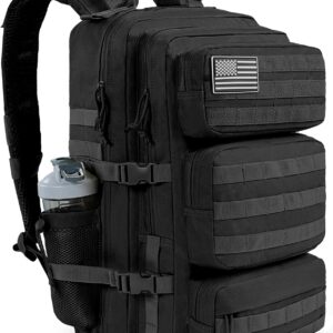 50L Military Tactical Backpack Large Day Backpack for Men Molle Army 3 Days Assault Pack Bug Out Bag Water Resistant and Heavy Duty Hiking Treeking Rucksack – Black