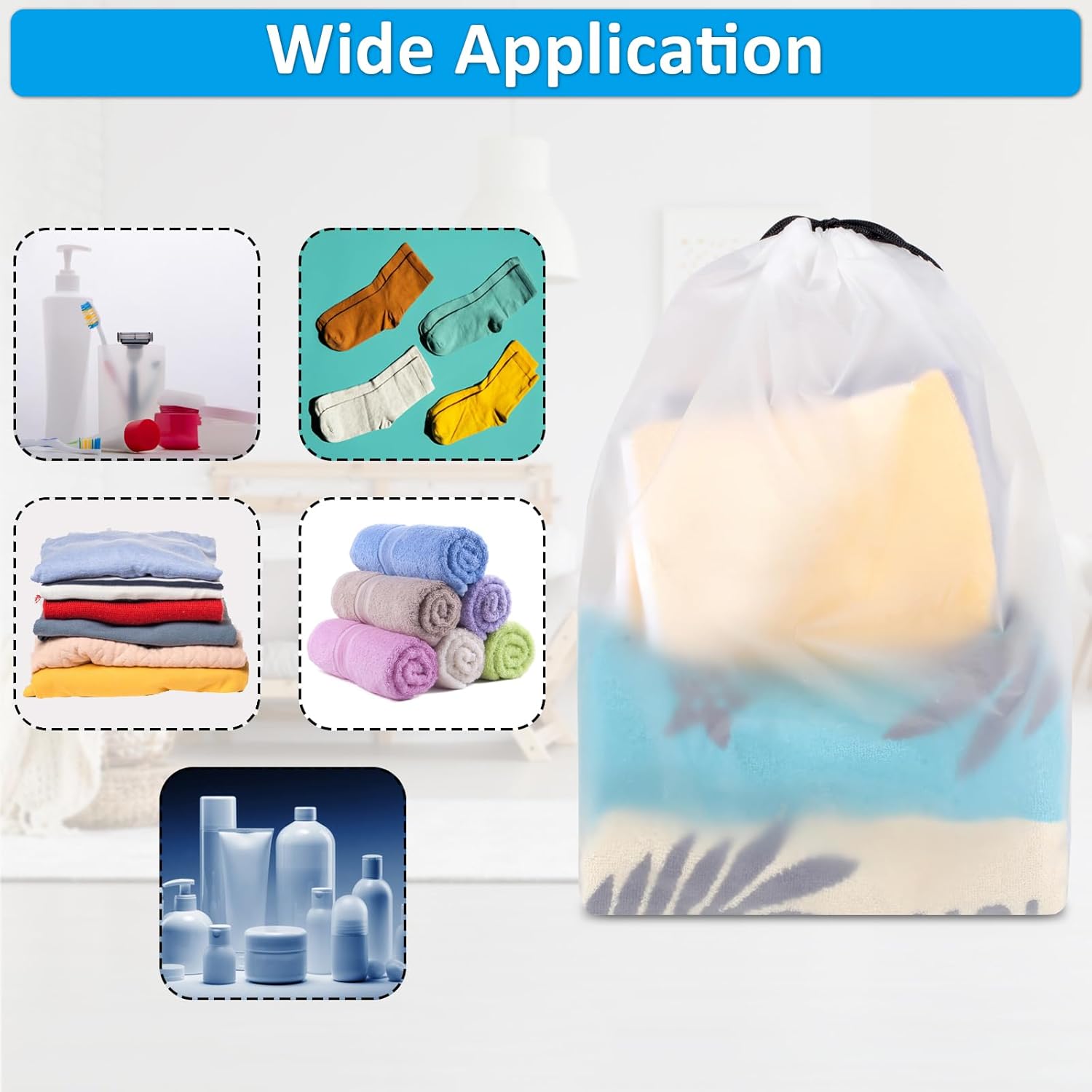 COIDEA, Waterproof Travel Drawstring Shoe Bags for Packing, Storage, Travel Essentials for Men and Women, 15.7 x 11.8 inches, Clear, 5 pieces - Image 6