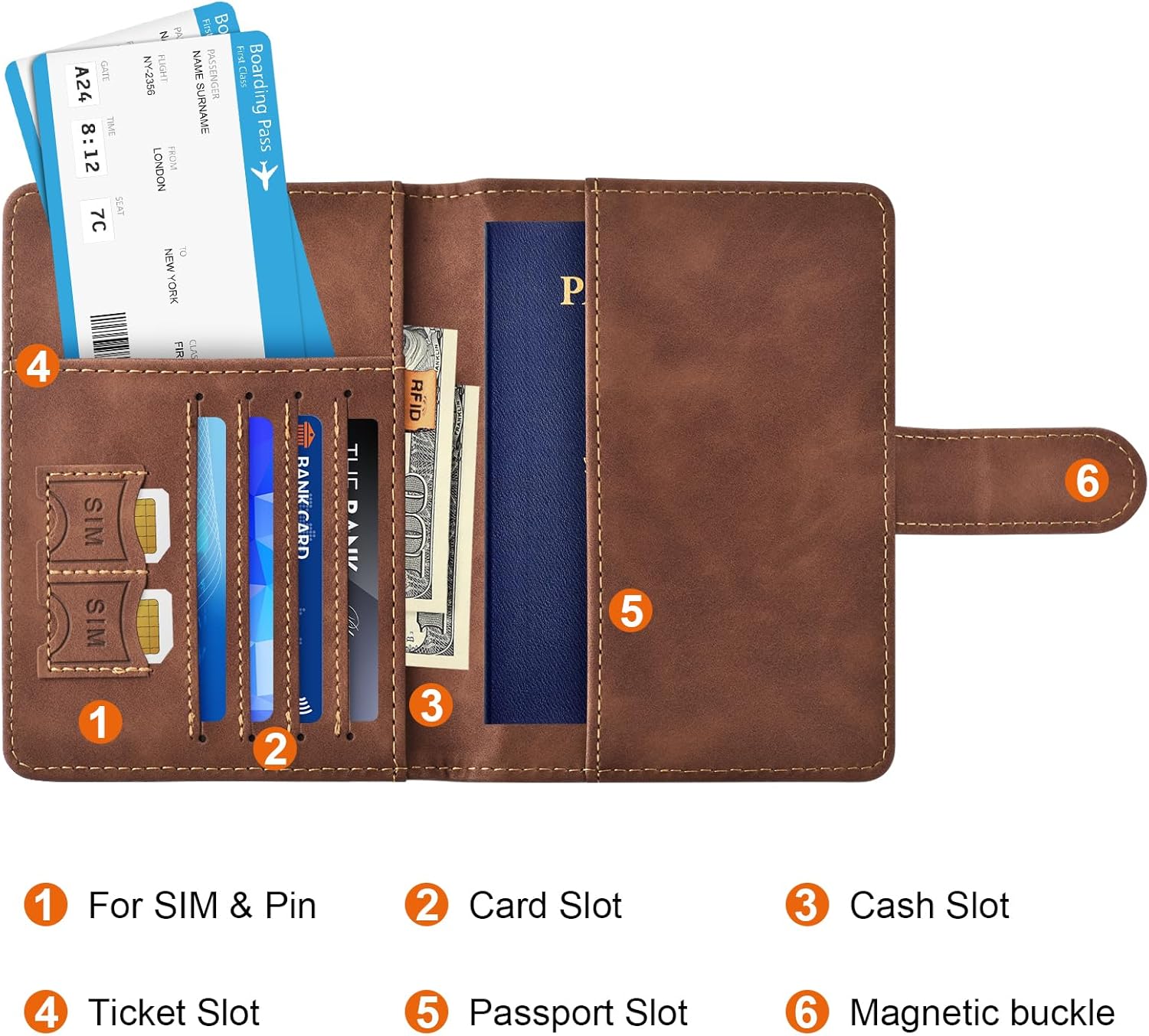 Eoehro Passport Holder for Travel Essentials, Passport Wallet Cover Case for Travel Must Haves Accessories,Passport Book Holders for Women and Men(brown) - Image 3