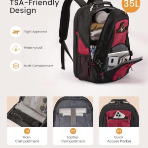 LOVEVOOK Travel Laptop Backpack Waterproof Anti Theft Backpack with Lock and USB Charging Port Large 17-17.3 Inch Computer Business Backpack for Women Men Red
