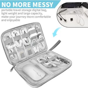 Lcsmaokin Electronics Organizer Travel Case,Electronic Accessories Storage Bag,Portable Waterproof Cable Organizer Bag,Travel Cord Organizer Bag for Small Charging Cord Storage,Cables,SD Card (Grey)