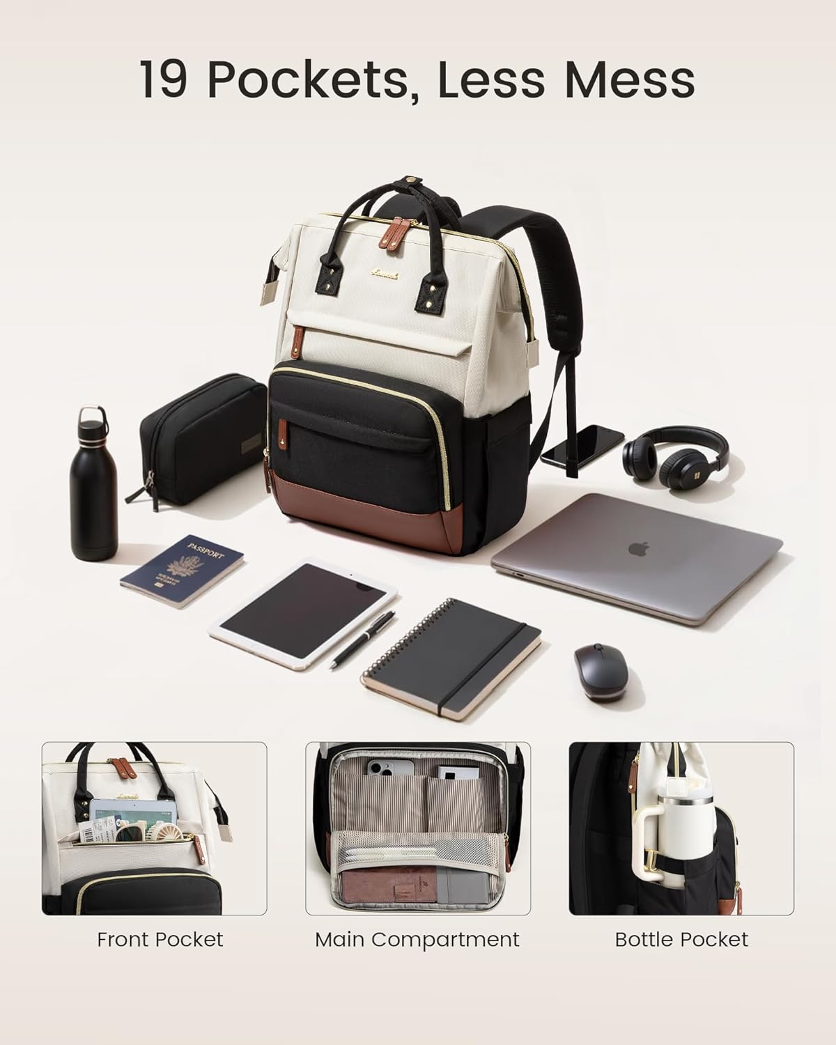 LOVEVOOK Laptop Backpack for Women, 15.6 Inch Work Business Backpacks Purse With Large Capacity, Waterproof Nurse Bag College Bookbag for School, Waterproof Casual Daypack for Travel - Image 5