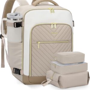 LOVEVOOK Large Travel Backpack for Women, TSA Carry on Backpack for Airplanes, 40L Personal Item Travel Bag for Women fits 17″ Laptop,Waterproof Carry on Bag Airplane Approved with 3 Packing Cubes