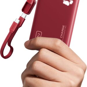 INIU 45W Fast Charging Portable Charger, 40% Smaller 10000mAh with Detachable Cable, Flight-Safe Travel Power Bank, USB C External Phone Battery Pack for Long Flight, Vacation, Cruise, Teens, Red