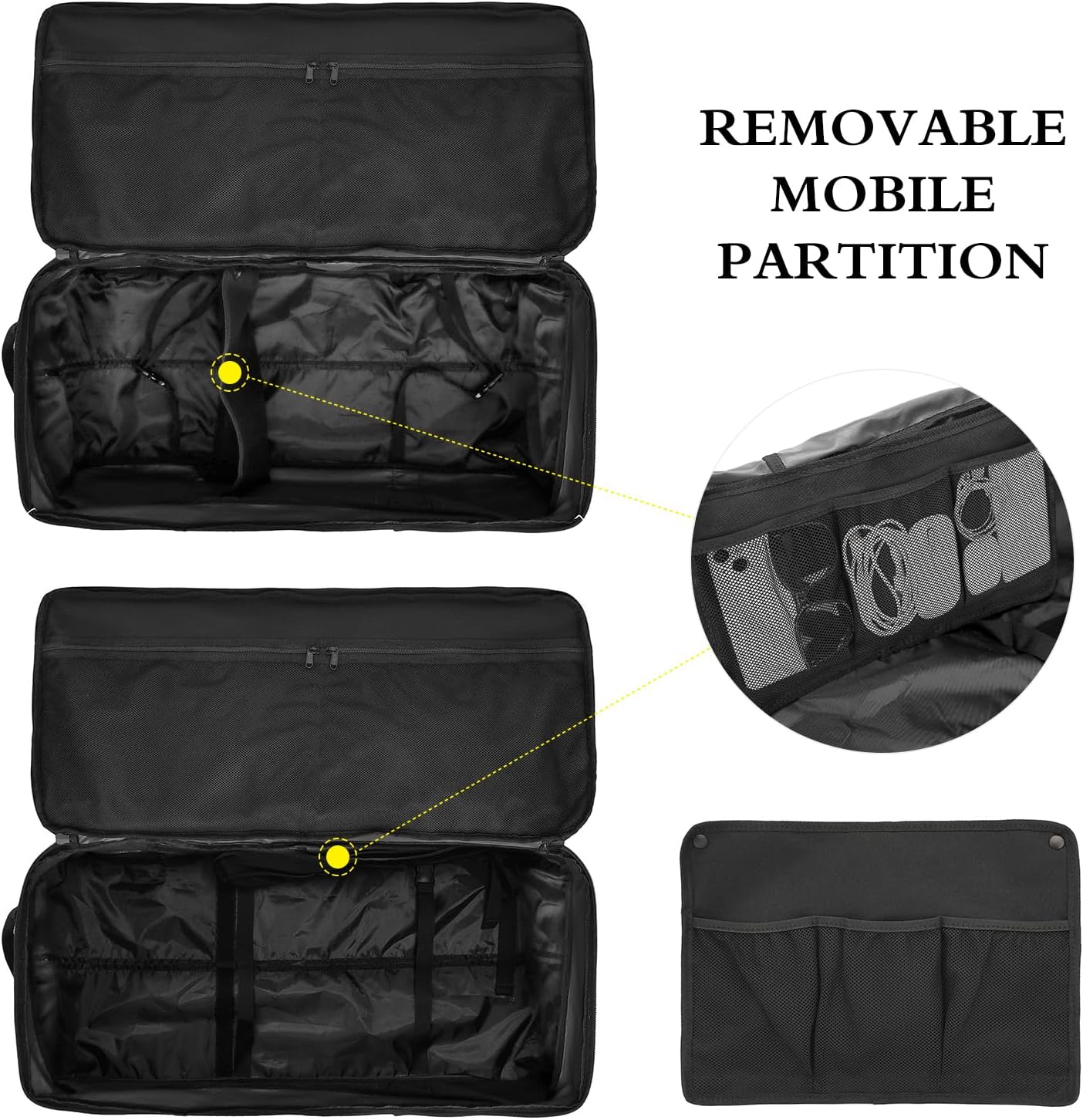 Large Foldable Duffle Bag with Wheels 85-100L Expandable Wheeled Travel Rolling Duffel Bag for Men Women, 30" Extra Large Collapsible Soft Luggage with Wet Pocket for Camping, XL Black - Image 4