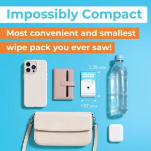 Impossibly Compact Travel Flushable Wipes – 99.5% Water and Aloe – Safe for Sensitive Skin & Hypoallergenic – Travel Essentials for Adults & Kids, Unscented, 8 Pack 48 Wipes