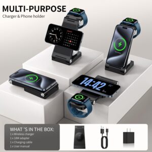 2026 Traveling Wireless Mag-Safe Fast Charging Station,Magnetic 3 in 1 Charger with Light for iPhone 17 16 15 14 13 12 Pro Max Plus,Apple Watch Series & Air pods 4 3 2 Pro-Gifts for Wife & Husband