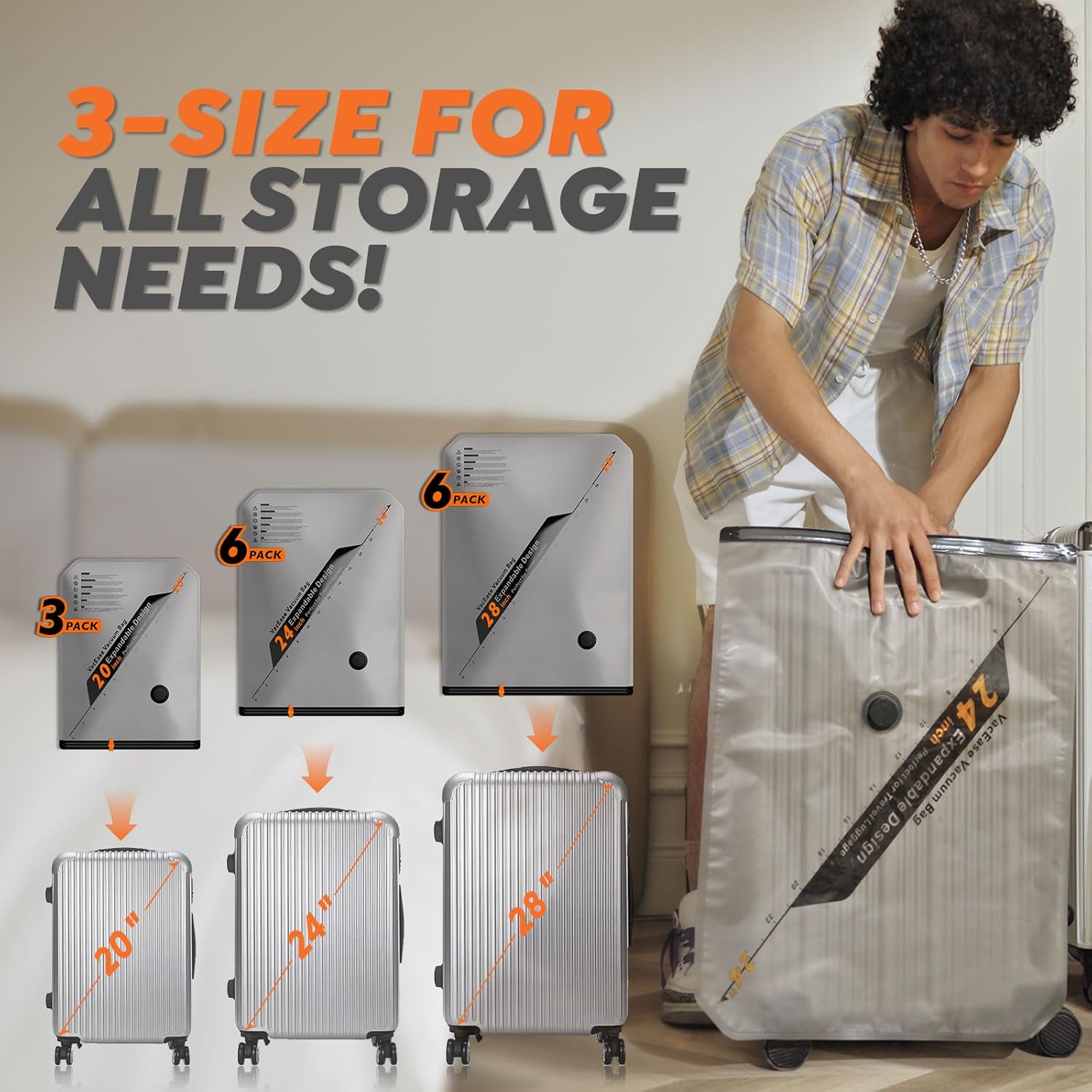 Vacbird Rechargeable Wireless Pump Travel Storage Bags Set - Portable Space Saver Bags for Travel & Home - Vacuum Compression Packing Seal for Clothes, Blankets, Seasonal Storage 15 Combo Set - Image 6