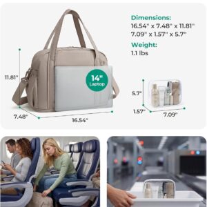 BAGSMART Expandable Personal Item Travel Bag, Lightweight Gym Bag for Women, 24L Weekender Travel Duffle with Toiletry Bag, Carry on Overnight Duffel, Camel