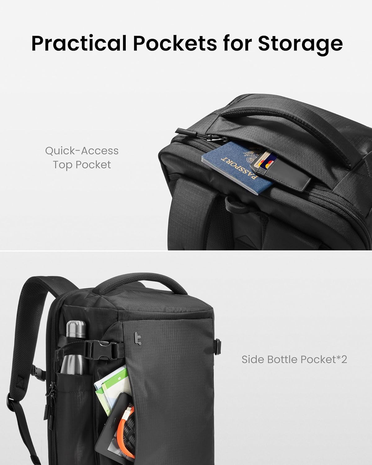 tomtoc Travel Backpack 28L, TSA Friendly Flight Approved Carry-on Luggage, Personal Item Travel Bag, Water-resistant Lightweight Business Rucksack, Durable Bag Fits 16 Inch Laptop - Image 7