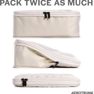 Aerotrunk Compression Packing Cubes for Travel – Luggage Organizer Bags – Double Zipper Packing Cubes for Suitcases (4-Pack, Beige)