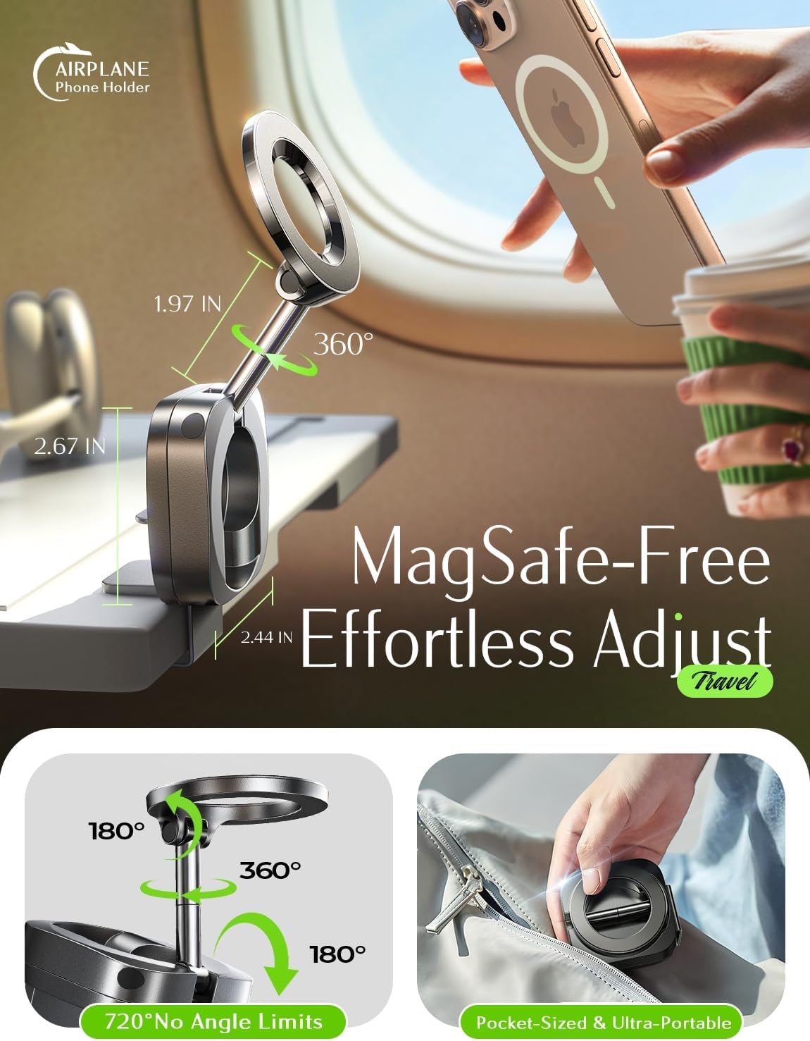 LISEN Airplane Travel Essentials for Women Men Phone Holder for Desk Cruise Vacation Essentials 2026 MagSafe Travel Size Accessories Flying Long Flight Airplane Gadgets Men Father Gifts - Image 2