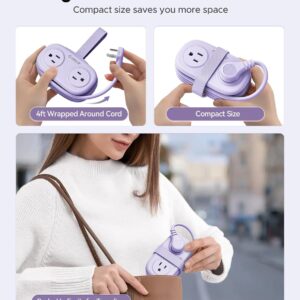 ORICO 4FT Purple Cruise Approved Travel Power Strip with 4 AC Outlets, 2 USB-A Ports, and 1 USB-C Port, 45° Flat Plug Extension Cord with Non Surge Protector for Travel/Home/Dorm/Office-AP3