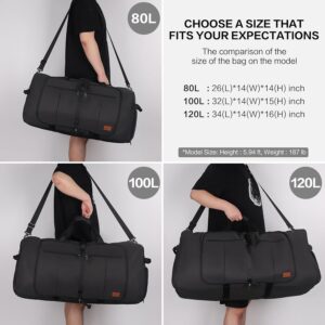 120L Foldable Collapsible Waterproof Travel Duffel Bag for Men and Women with Shoe Compartment