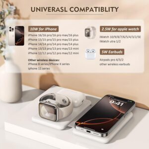 Magnetic Wireless Charger for iPhone: 3 in 1 Travel Charging Station for Apple Devices for iPhone 17 Air 16 15 14 13 12 Pro Max Plus – Foldable Charging Pad for Apple Watch Series & Airpods 4 3 2 Pro