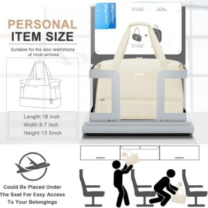 ETRONIK Gym Bag for Women, Personal Item Travel Bag with Shoes Compartment, Weekender Overnight Duffel Bag with Wet Pocket, Carry On Bag for Women, Travel, Gym, Weekend (Beige)