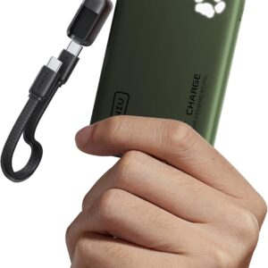 INIU 45W Fast Charging Portable Charger, 40% Smaller 10000mAh with Detachable Cable, Flight-Safe Travel Power Bank, USB C External Phone Battery Pack for Camping, ShortTrip, Travelers, Hikers, Green