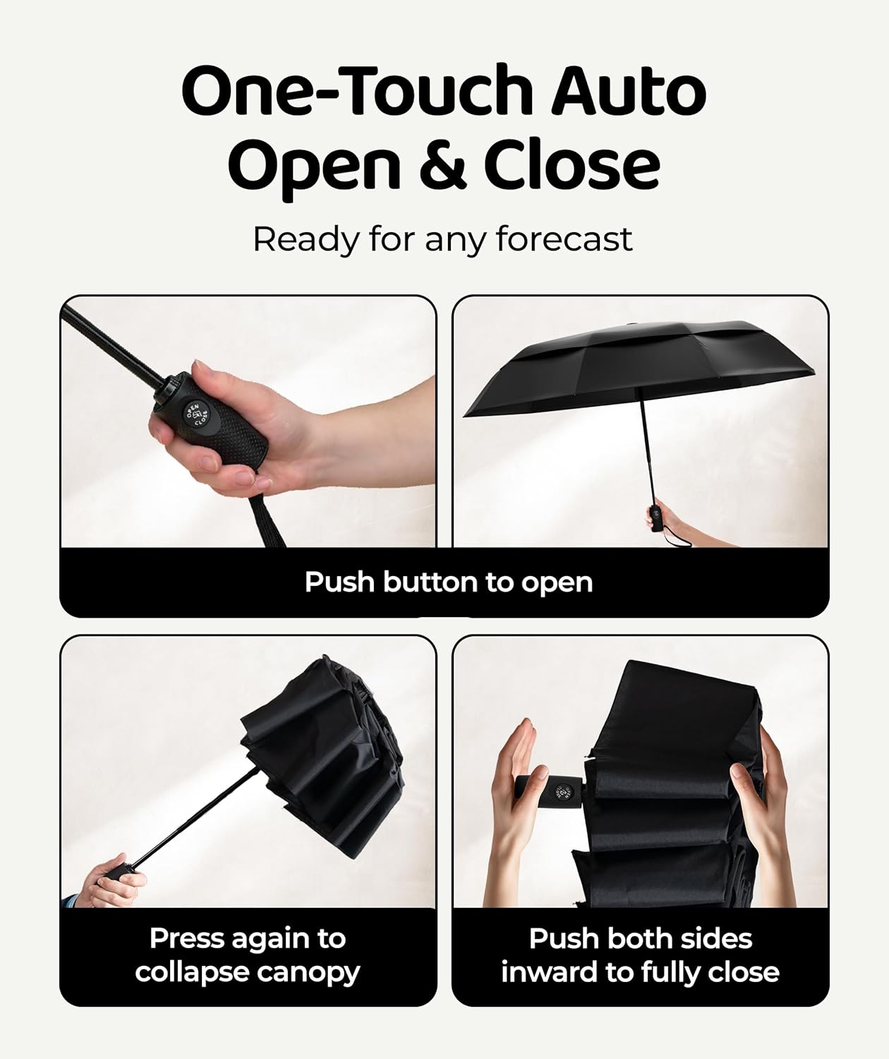 Repel Windproof Travel Umbrella - Compact & Withstands Winds up to 100MPH , Strongest Premium Auto Folding Umbrella for Rain and Sun - Durable, Light & Portable for Women & Men , Fits Backpack & Cars - Image 4