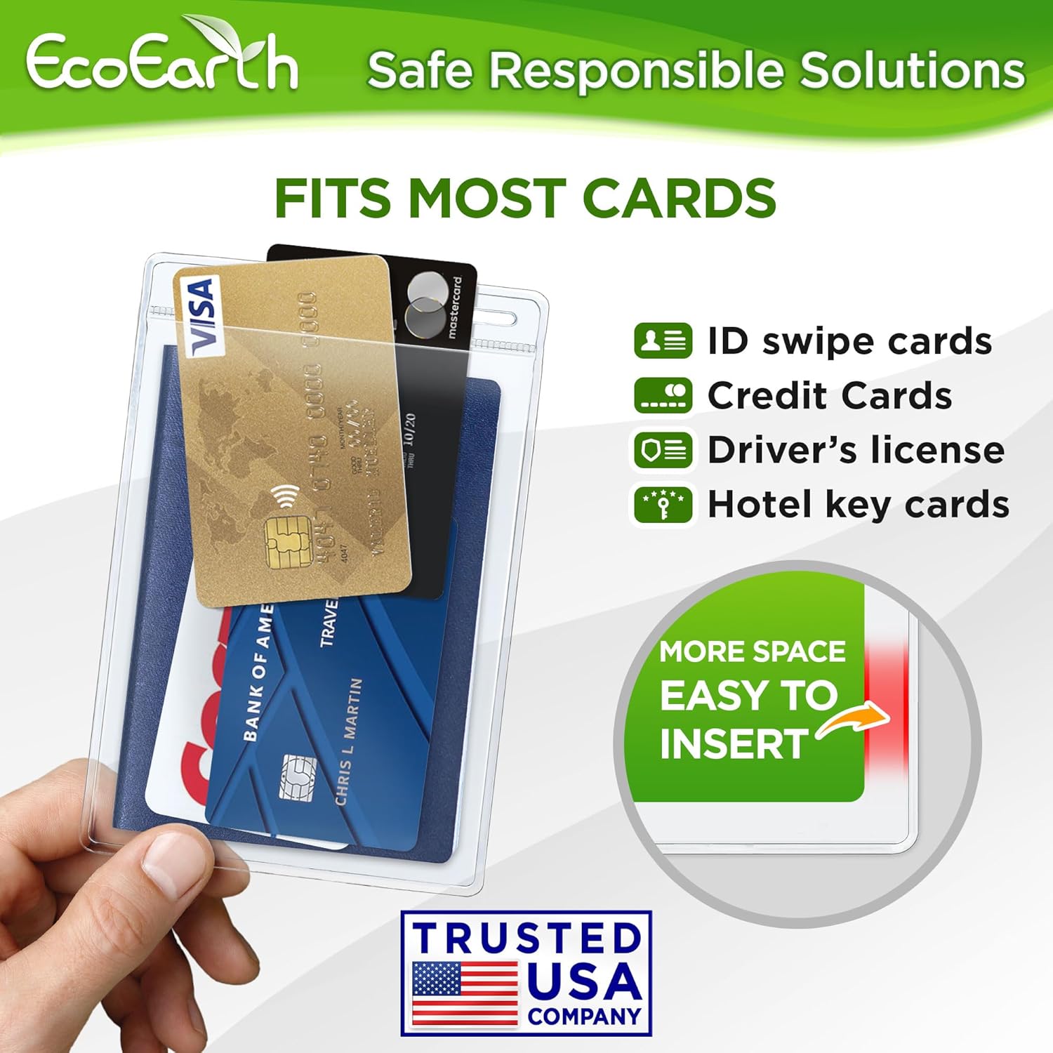 EcoEarth Passport & Identification Card Holders with Soft Edge (Clear, 4x6 Inch, 250 Pack), Extra Large Vertical ID Holder, Zipperless Plastic Name Badge Holders - Image 5