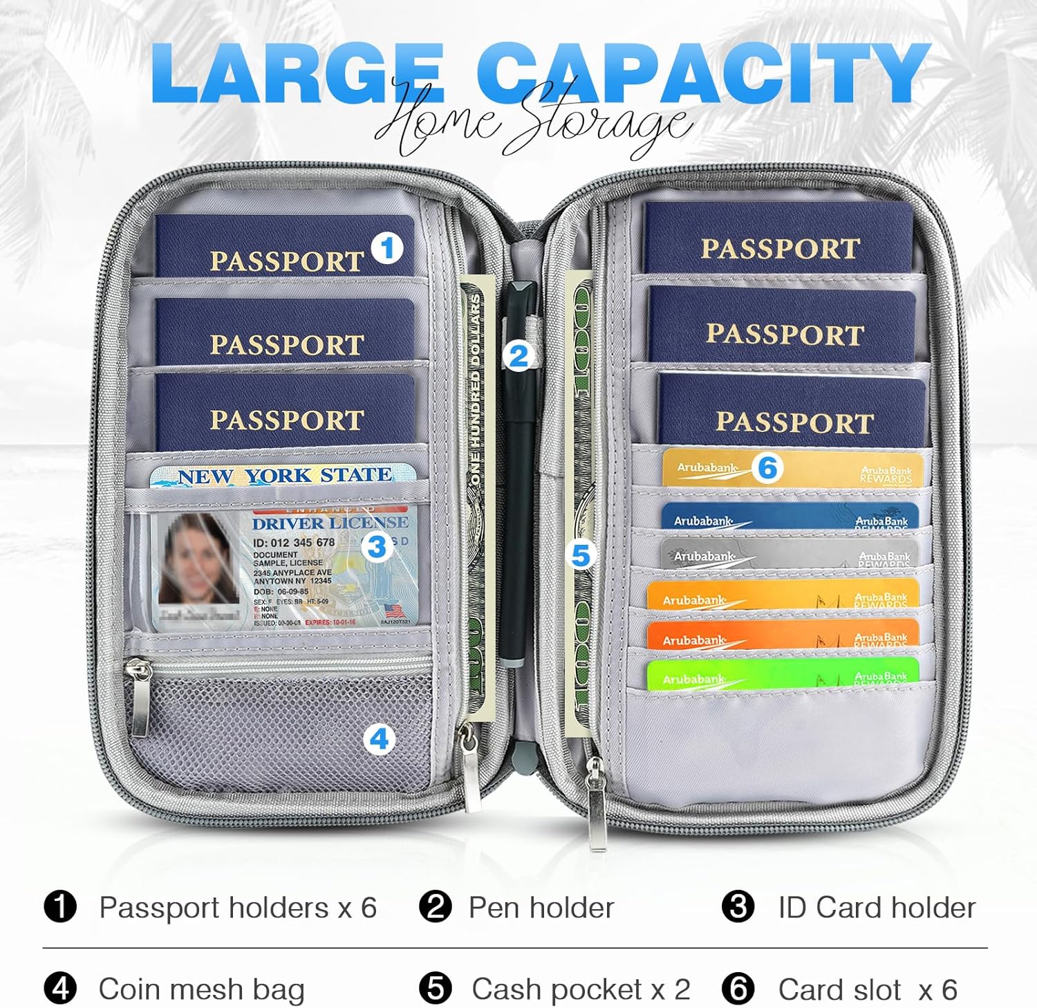 TOPBAG Passport Holder Family, Women Rfid Blocking Passport Wallet, Travel Document Organizer for Premium Wallets, Waterproof Passport Holders Bag for Women & Men Traveling, Credit Cards Case - Image 4