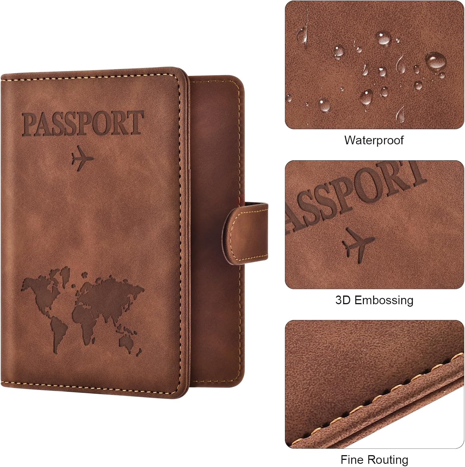 Eoehro Passport Holder for Travel Essentials, Passport Wallet Cover Case for Travel Must Haves Accessories,Passport Book Holders for Women and Men(brown) - Image 5