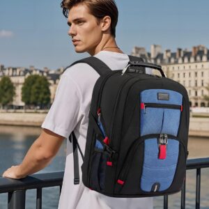 LOVEVOOK Travel Laptop Backpack Waterproof Anti Theft Backpack with Lock and USB Charging Port Large 17-17.3 Inch Computer Business Backpack for Men Women Blue