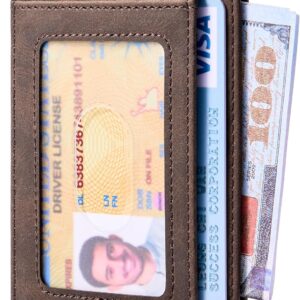 Travelambo Slim Wallet Front Pocket Minimalist Leather RFID Blocking Medium Size