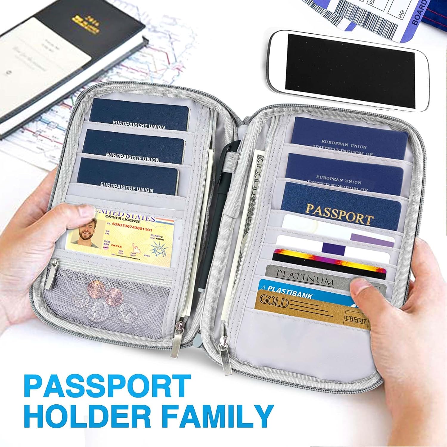 TOPBAG Passport Holder Family, Women Rfid Blocking Passport Wallet, Travel Document Organizer for Premium Wallets, Waterproof Passport Holders Bag for Women & Men Traveling, Credit Cards Case - Image 5