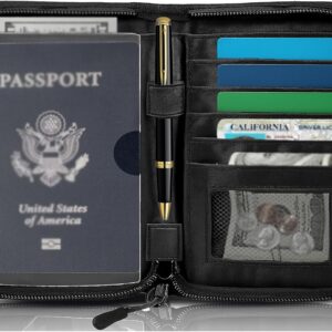 Passport Holder for Travel Essentials, RFID Blocking Protector Passport Wallets, Passport Document Organizer Case for Travel Must Have, Passport Book for Women, Couple, Family Cards, Tickets, ID, Cash