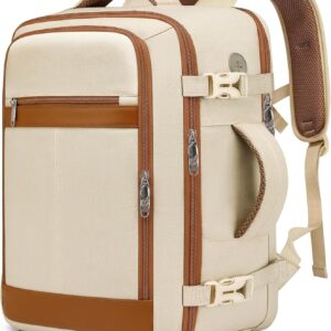 Travel Backpack for Women Airline Approved Carry On Backpack with Shoe Pouch,TSA 15.6inch Laptop Mochila Flight Approved Personal Item Bag for Weekender Overnight Bags Bookbag Travel Essentials,Beige