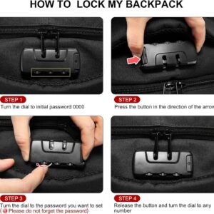 LOVEVOOK 17 Inch Laptop Backpack for Men Women, Waterproof Anti-Theft Travel Backpack with USB Charging Port & Lock Black