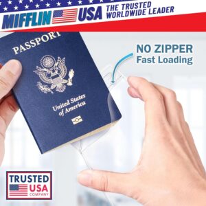Mifflin-USA Passport & Card Holders (Clear, 4×6 Inches, 250 Pack), Extra Large ID Name Badge Holder, Zipperless Vertical Plastic Card Holders