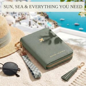 Beautiful Passport Holder for Travel with Wristlet Strap – All-in-One Wallet for Women with Card Slots and Tassel Keychain – Perfect RFID Blocking Case to Keep Your Travel Documents Organized & Safe