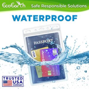 EcoEarth 4×6 Inch Passport & Card Holders with Soft Edge (Clear, 250 PK) – Extra Large (XXL) Vertical ID Holder – Resealable and Waterproof Identification Name Card Holder