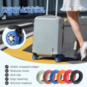 8 Pcs Upgrade Luggage Wheel Covers, Carry On Luggage Suitcases,Wear-Resistant, Anti-Noise, Silicone Wheel Protective Covers for 2-2.4″ Spinner Wheel,Essential Travel Accessories (Blue)