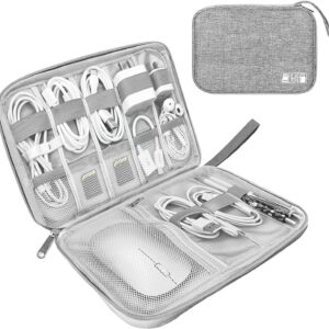 Lcsmaokin Electronics Organizer Travel Case,Electronic Accessories Storage Bag,Portable Waterproof Cable Organizer Bag,Travel Cord Organizer Bag for Small Charging Cord Storage,Cables,SD Card (Grey)