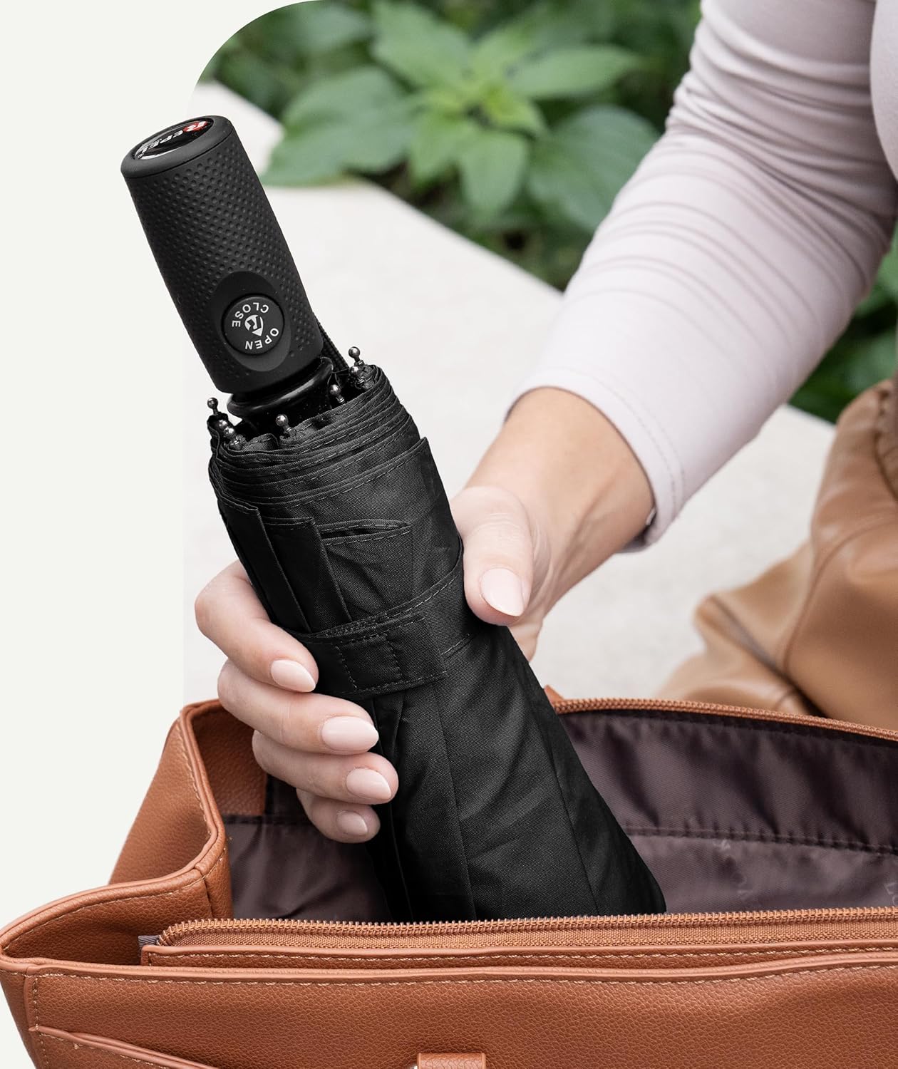 Repel Windproof Travel Umbrella - Compact & Withstands Winds up to 100MPH , Strongest Premium Auto Folding Umbrella for Rain and Sun - Durable, Light & Portable for Women & Men , Fits Backpack & Cars - Image 7